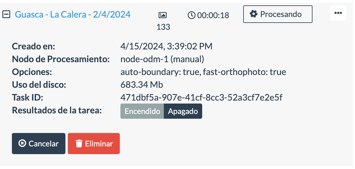 Procesamiento de fotos de drone