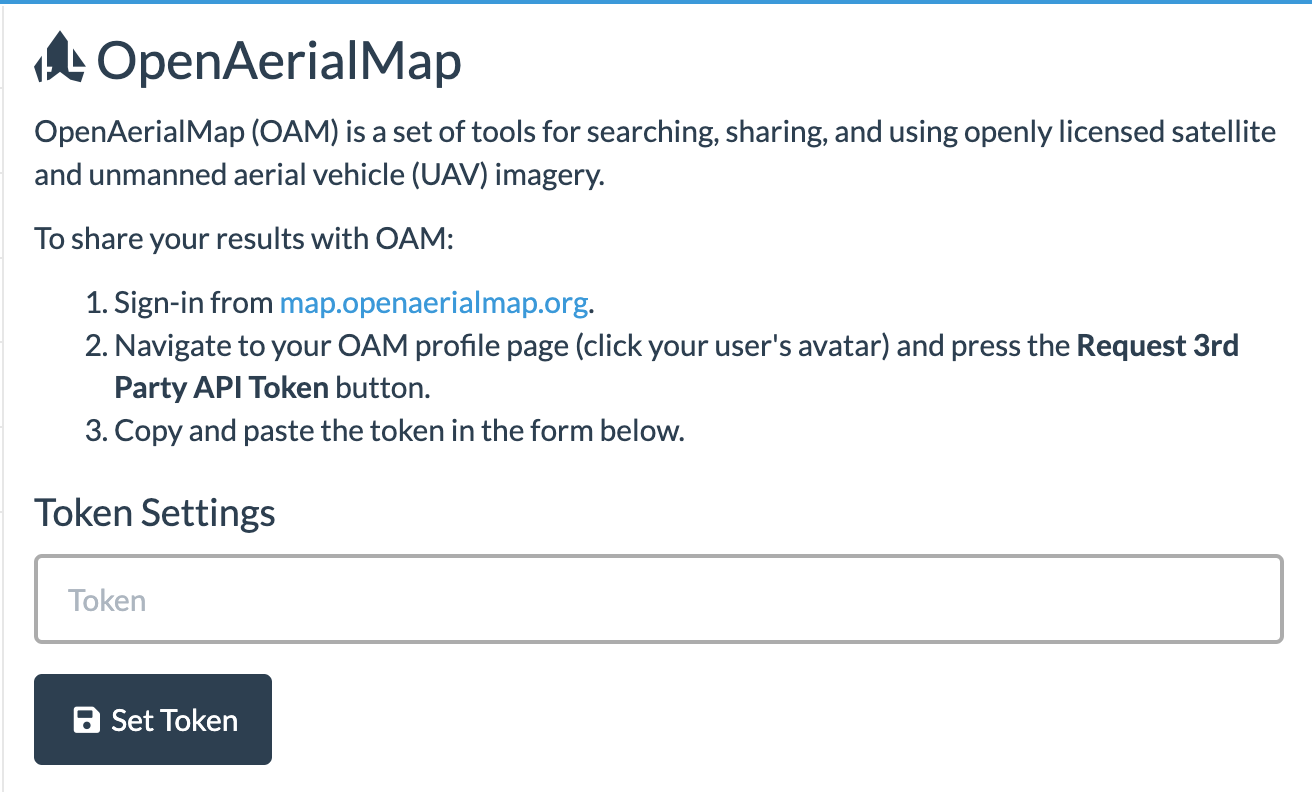 Configuración de OpenAerialMap en OpenDroneMap